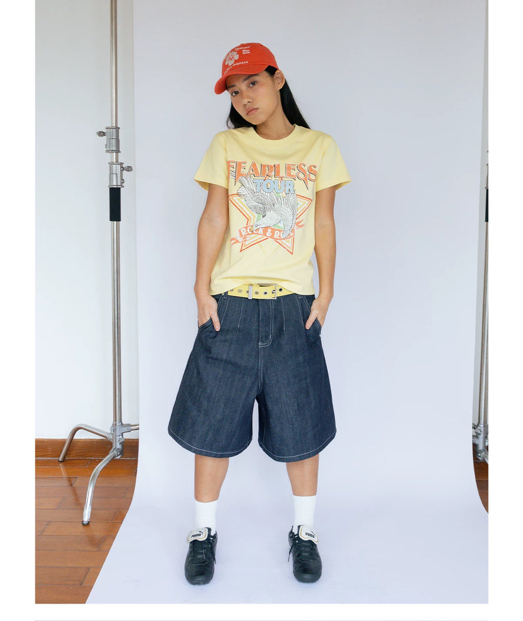 FUNKYFUN Vintage Loose Denim Shorts