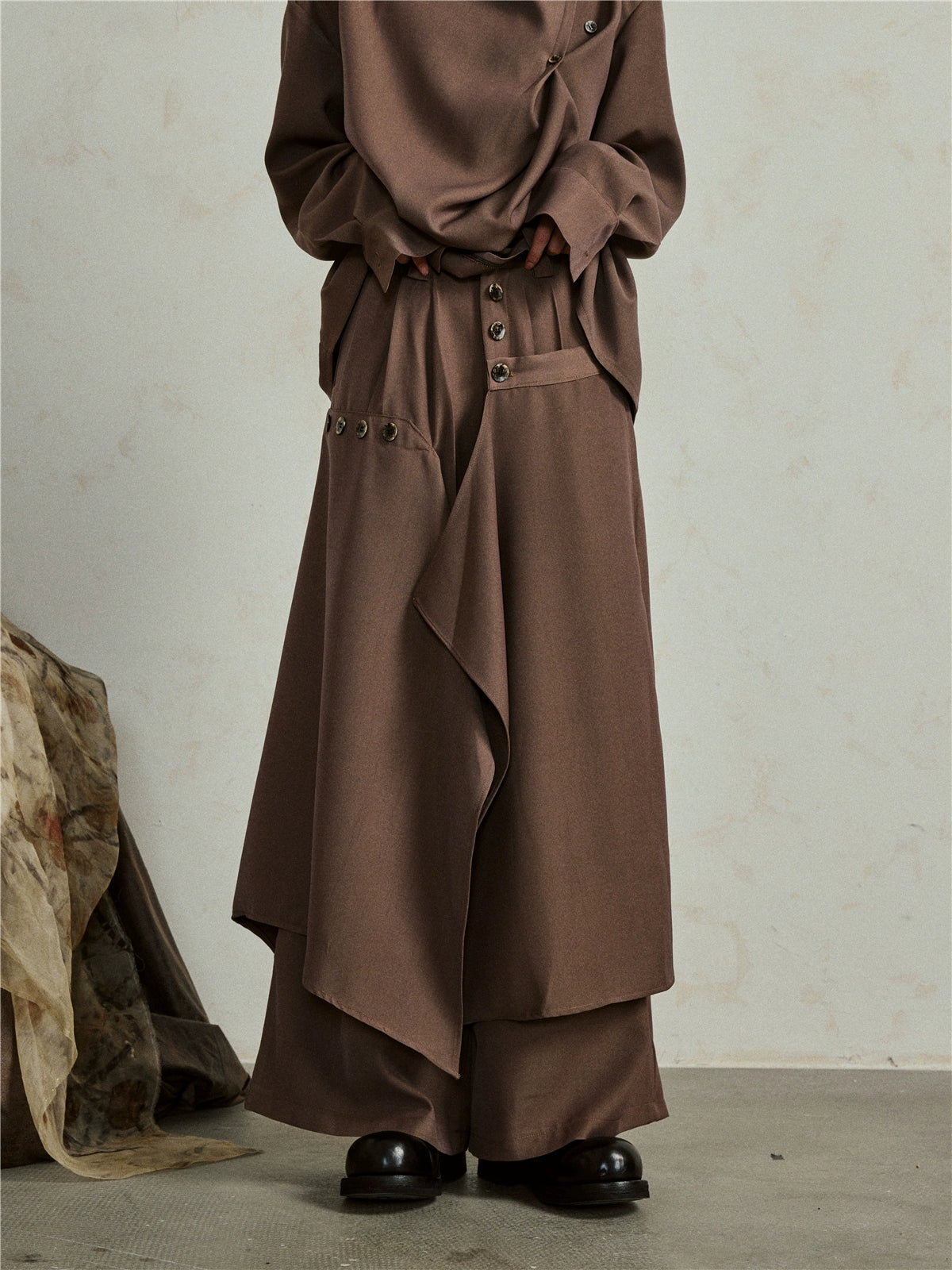 SUNYVONNE Irregular Multi-piece Two-wear Wide-leg Pants