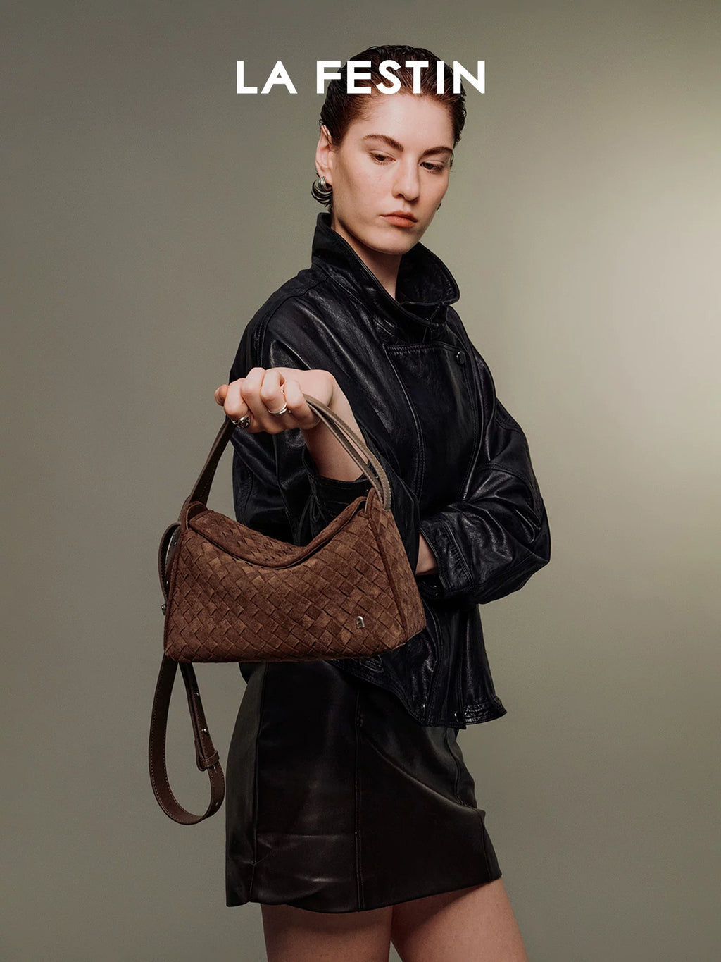 La Festin Woven Crossbody Handbag