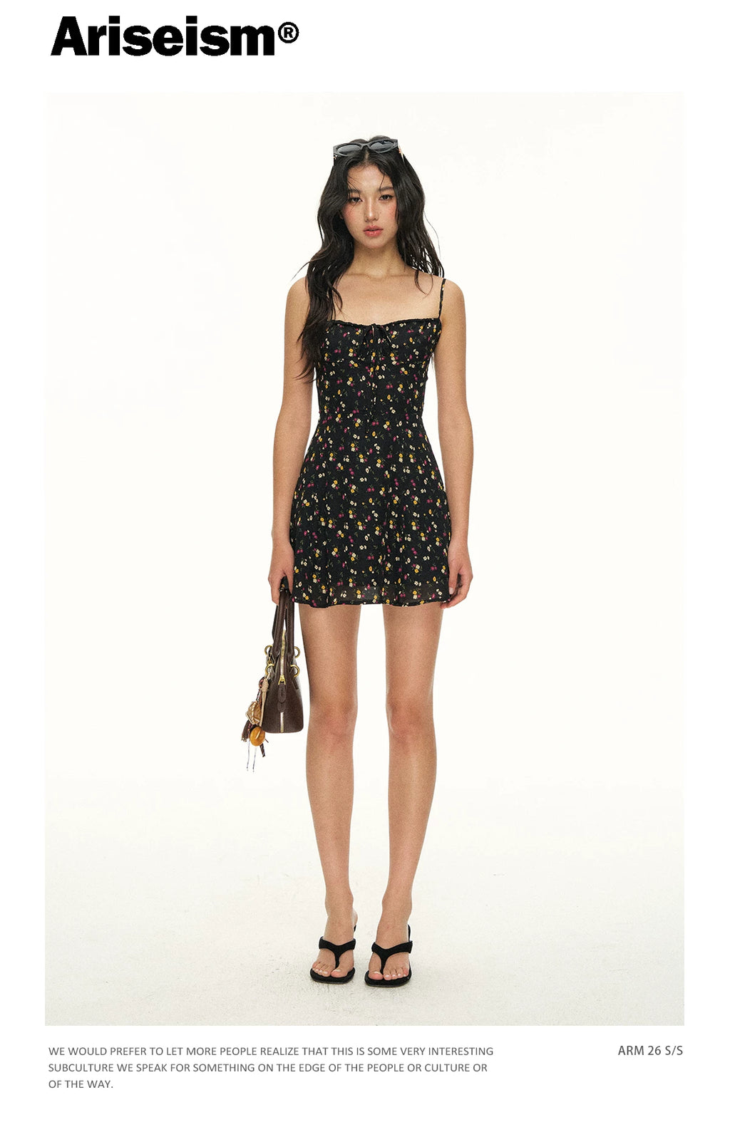 Ariseism Floral Slim-fit Suspender Dress