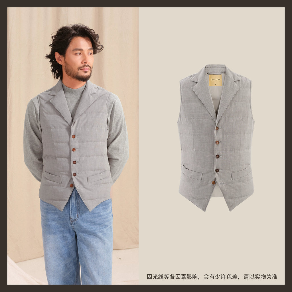 CULTUM Three-dimensional Cut Suit Collar Down Vest