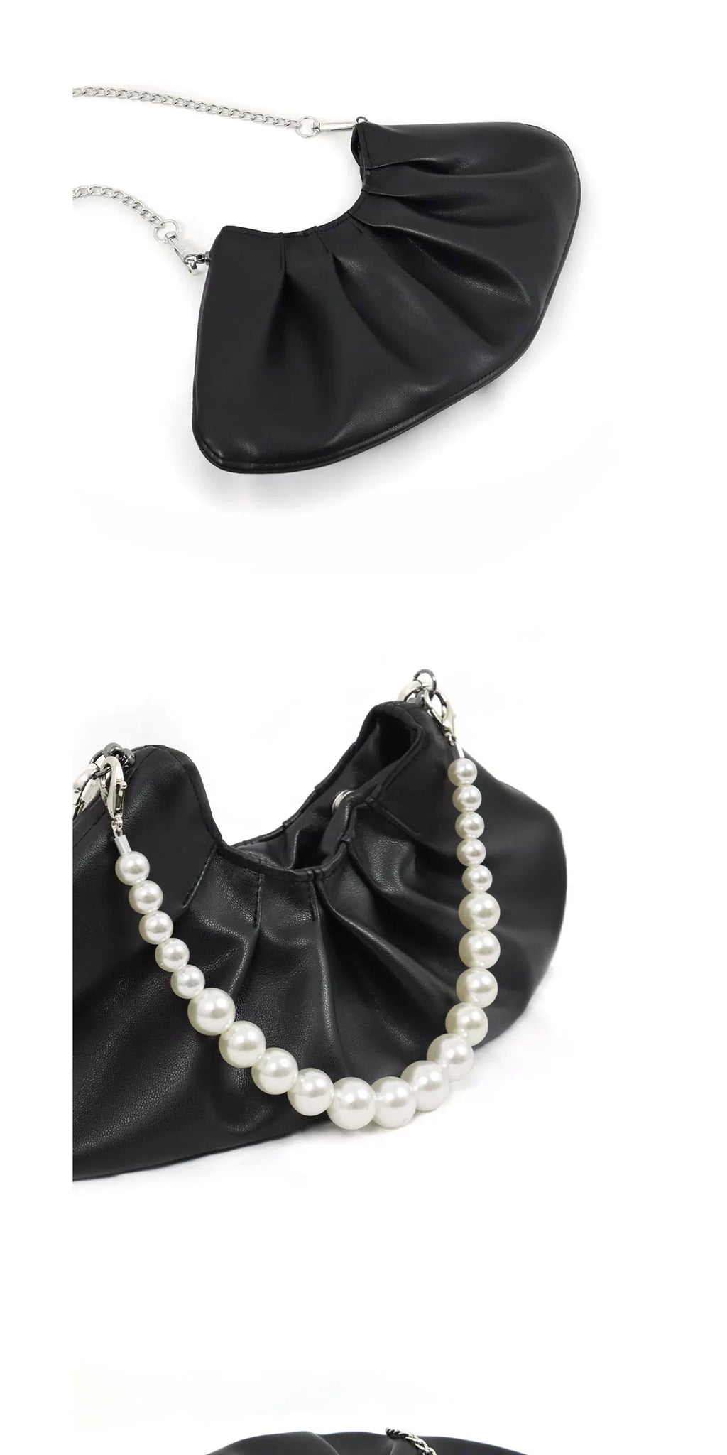Heelwood Pearl Chain Pleated Messenger Bag