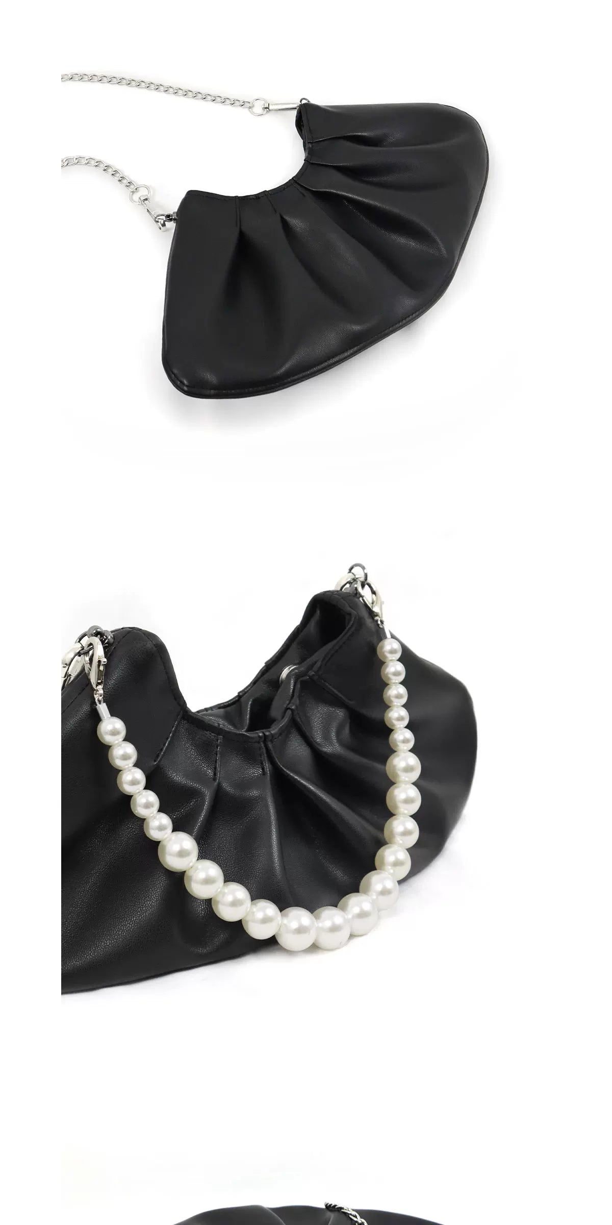 Heelwood Pearl Chain Pleated Messenger Bag