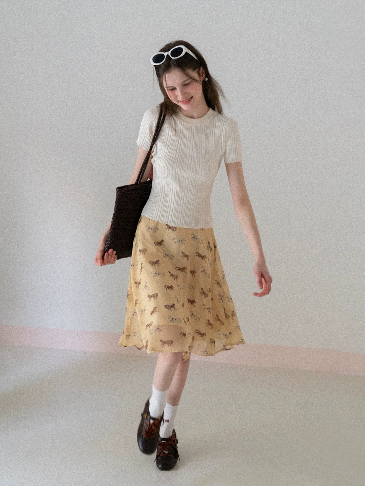 EGGKA High Waist Temperament Thin Drape Skirt