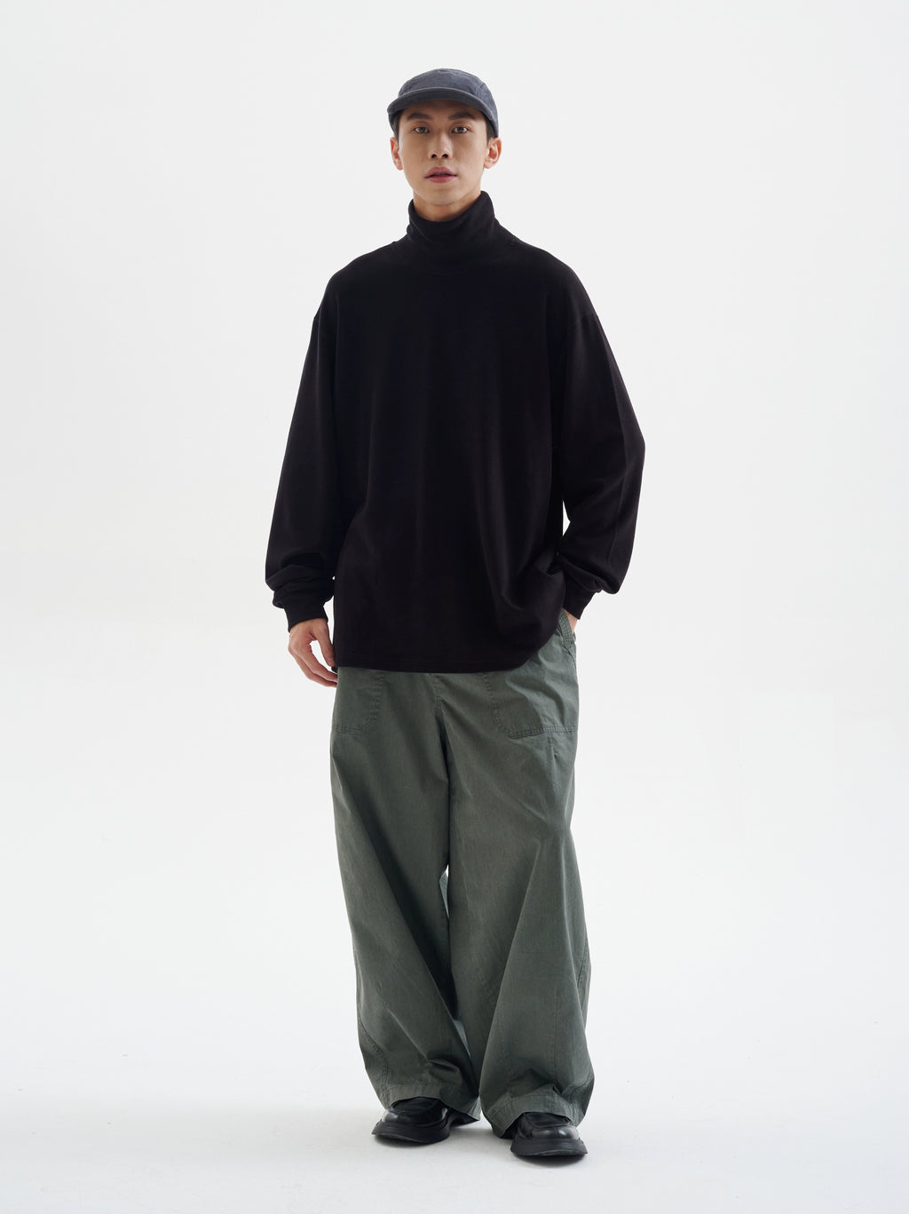 BUTTBILL enzyme washed silhouette commuter deck Japanese straight loose Pants