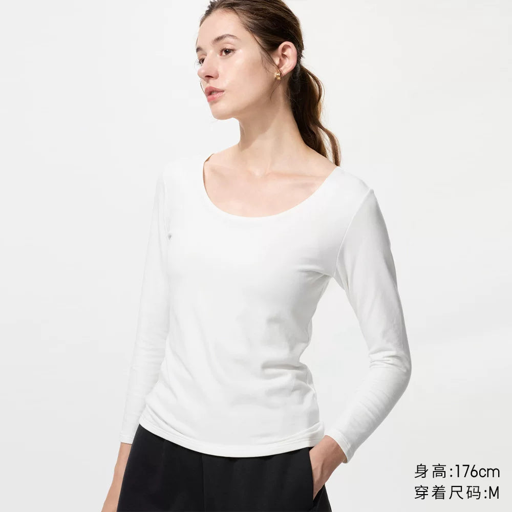 Uniqlo Cotton-blend U-neck T-shirt/8-point Sleeve Warmer