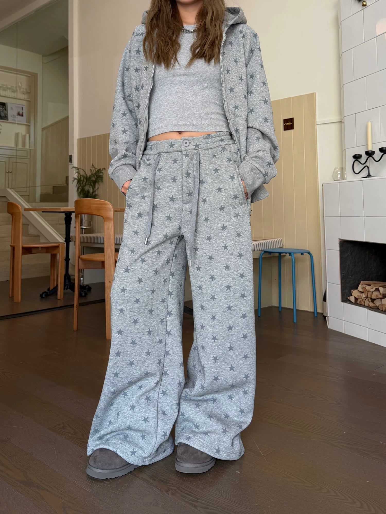 CCYE Fleece Star Full Print Casual Sweatpants