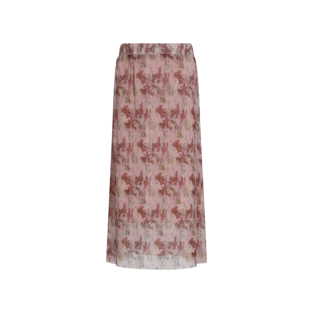 FUNKYFUN Floral Full-printed Pleated Texture A-shaped Skirt
