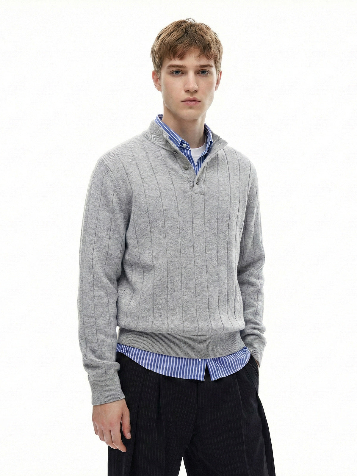 MADEEXTREME Vintage Henry Collar Casual Long Sleeve