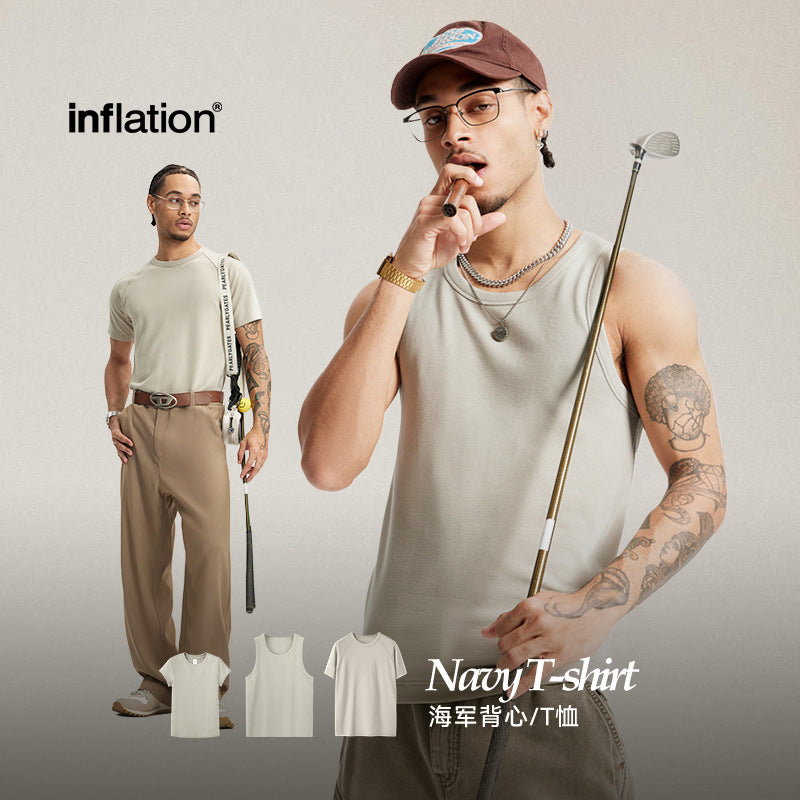 Inflation Stretch Skinny Navy T-Shirt Vest