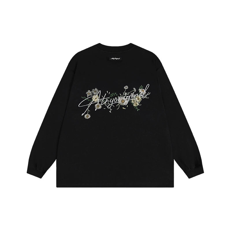 ATRY Flower Body LOGO Flower Embroidery Loose Long Sleeve