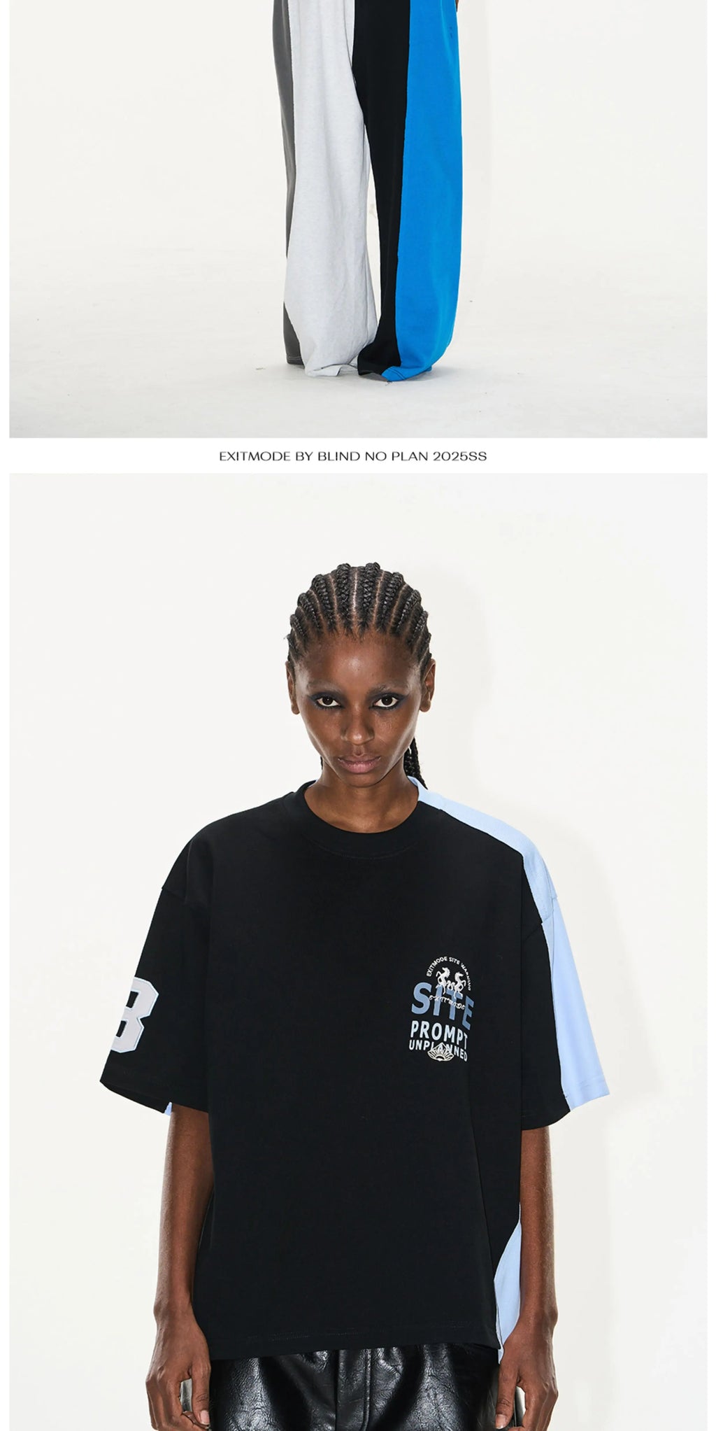 BLINDNOPLAN Rough Contrast Splicing Sports Tee