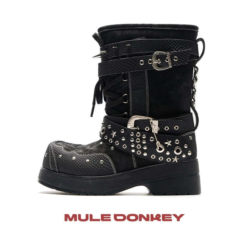 Donkey Rivet Western Platform Boots