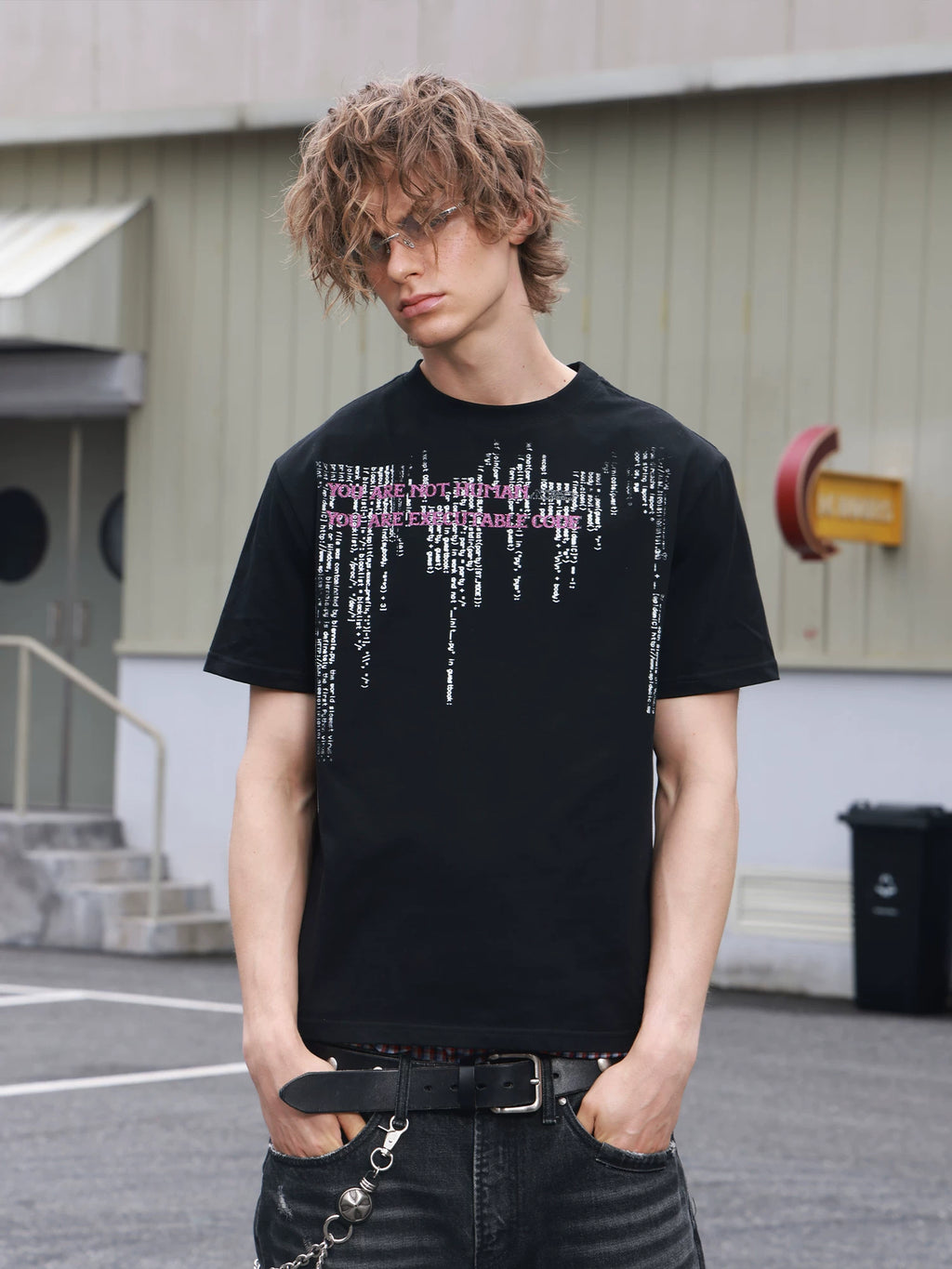 SAXGENWON Retro Hot Drill Front Shoulder Tee