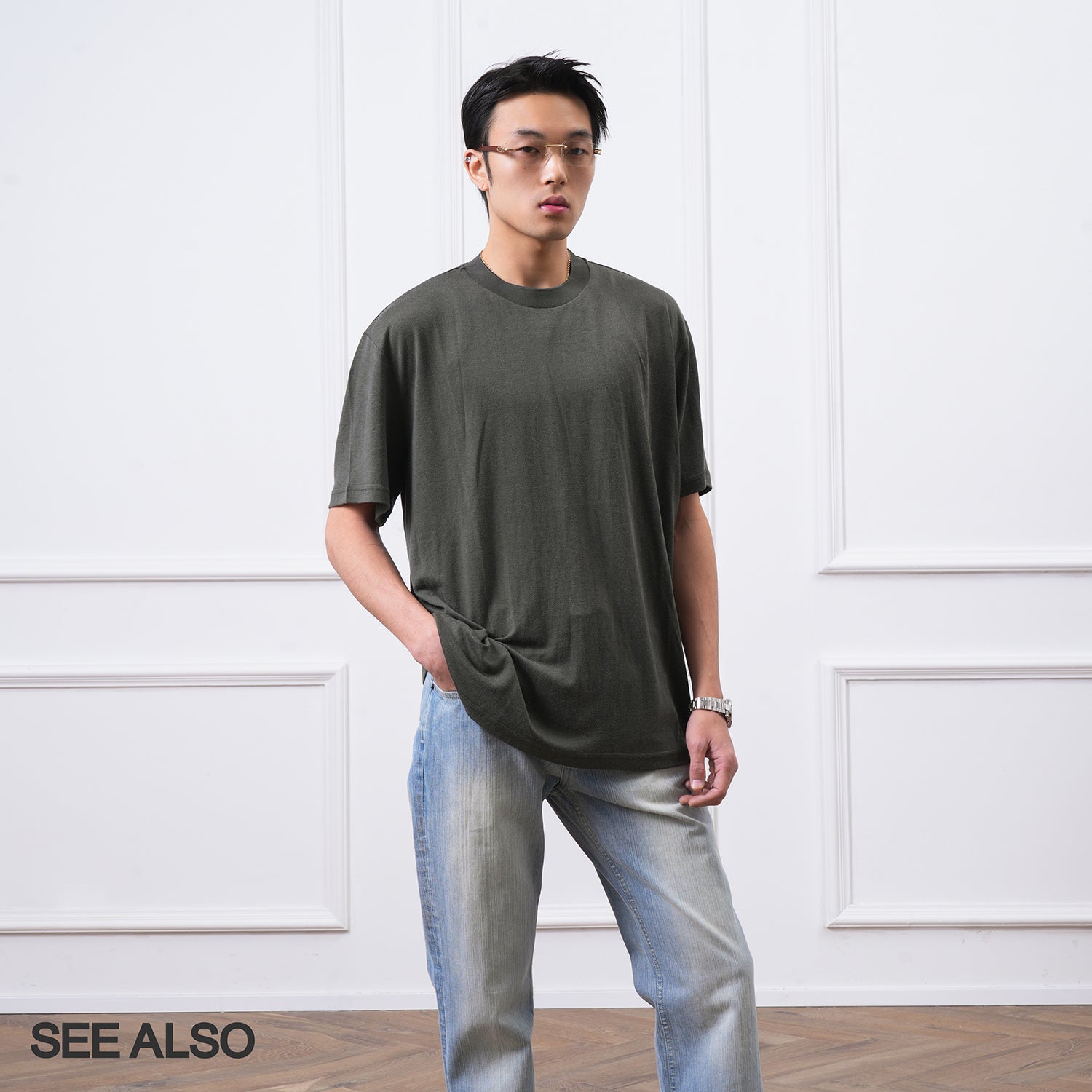 SEE ALSO "Tencel Worsted Wool" Slack Comfortable Soft Waxy Slightly Wide Short Sleeve SA006