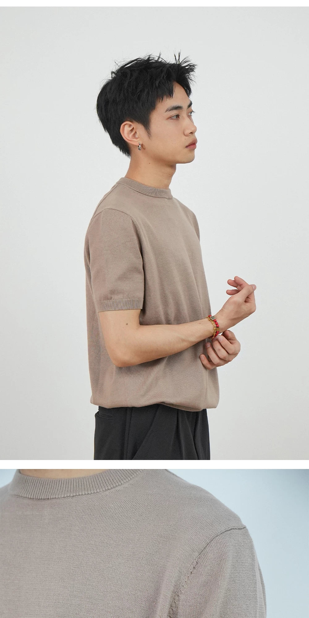 GOODLIVEABLE Front Shoulder Casual Comfortable Tee