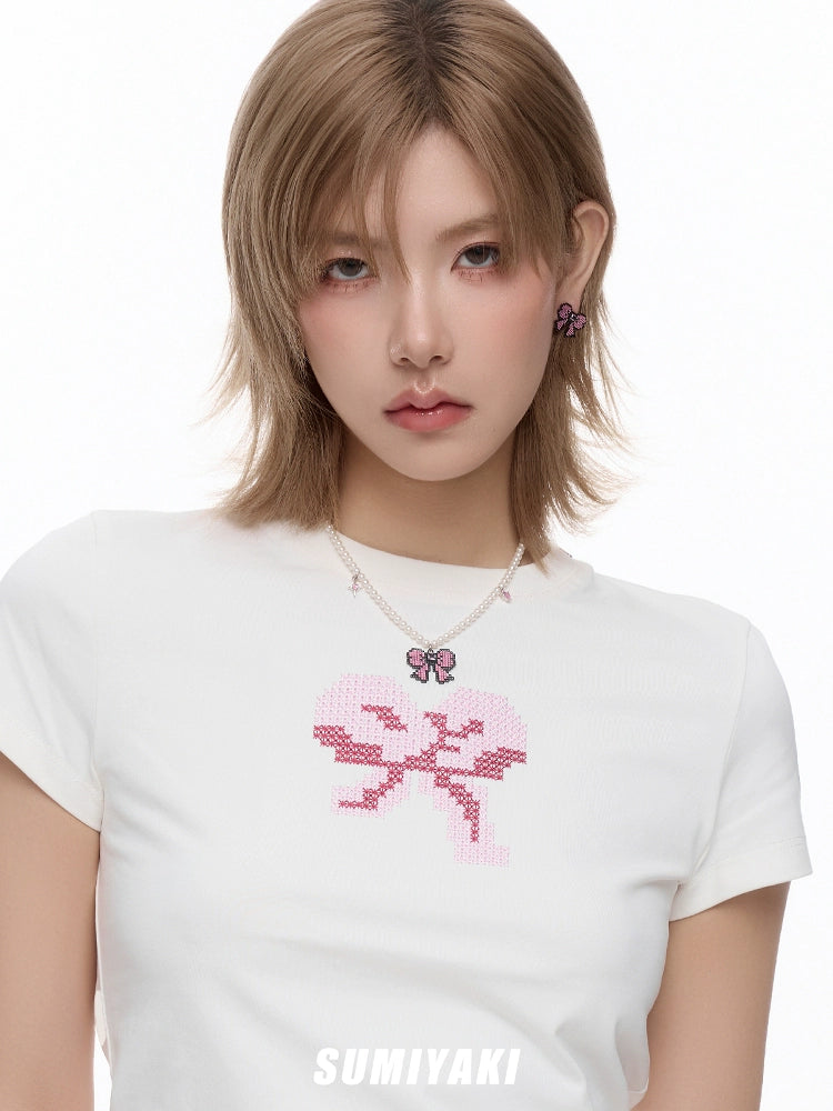 SUMIYAKI Bow Pearl Necklace