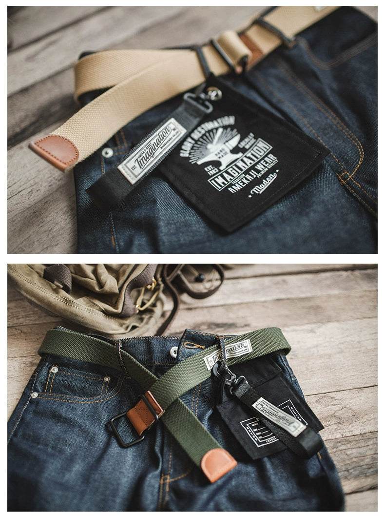 Maden Vintage Canvas Double Buckle Braided Belt