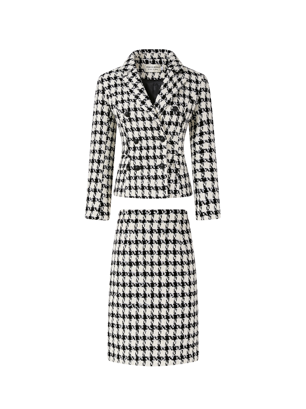 FINDYAWINGS Thousand Birds Plaid Short Jacket Skirt Set