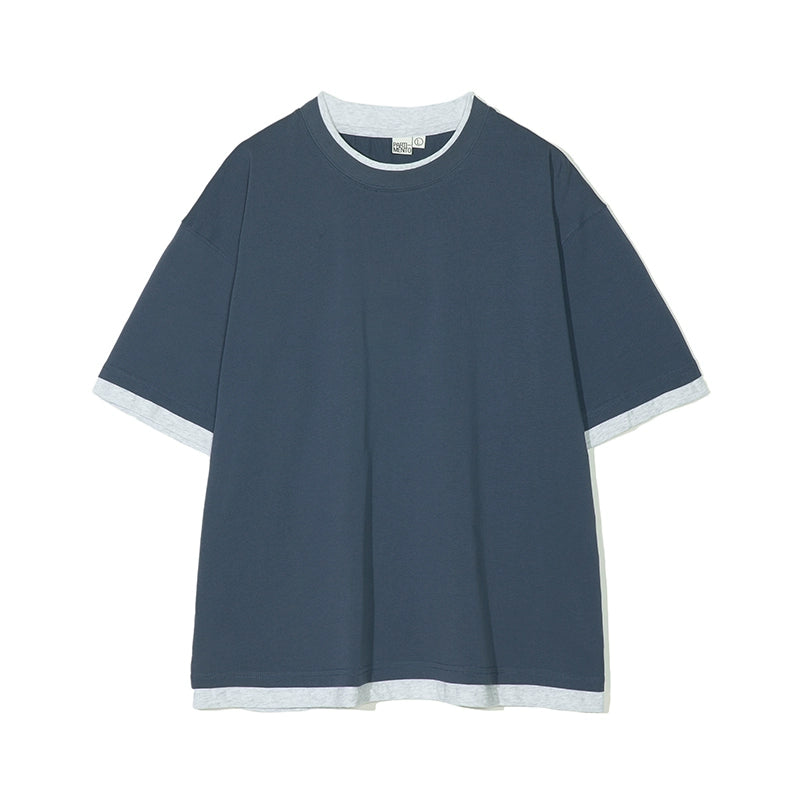 PARTIMENTO Loose Casual Short Sleeve Laminated Tee