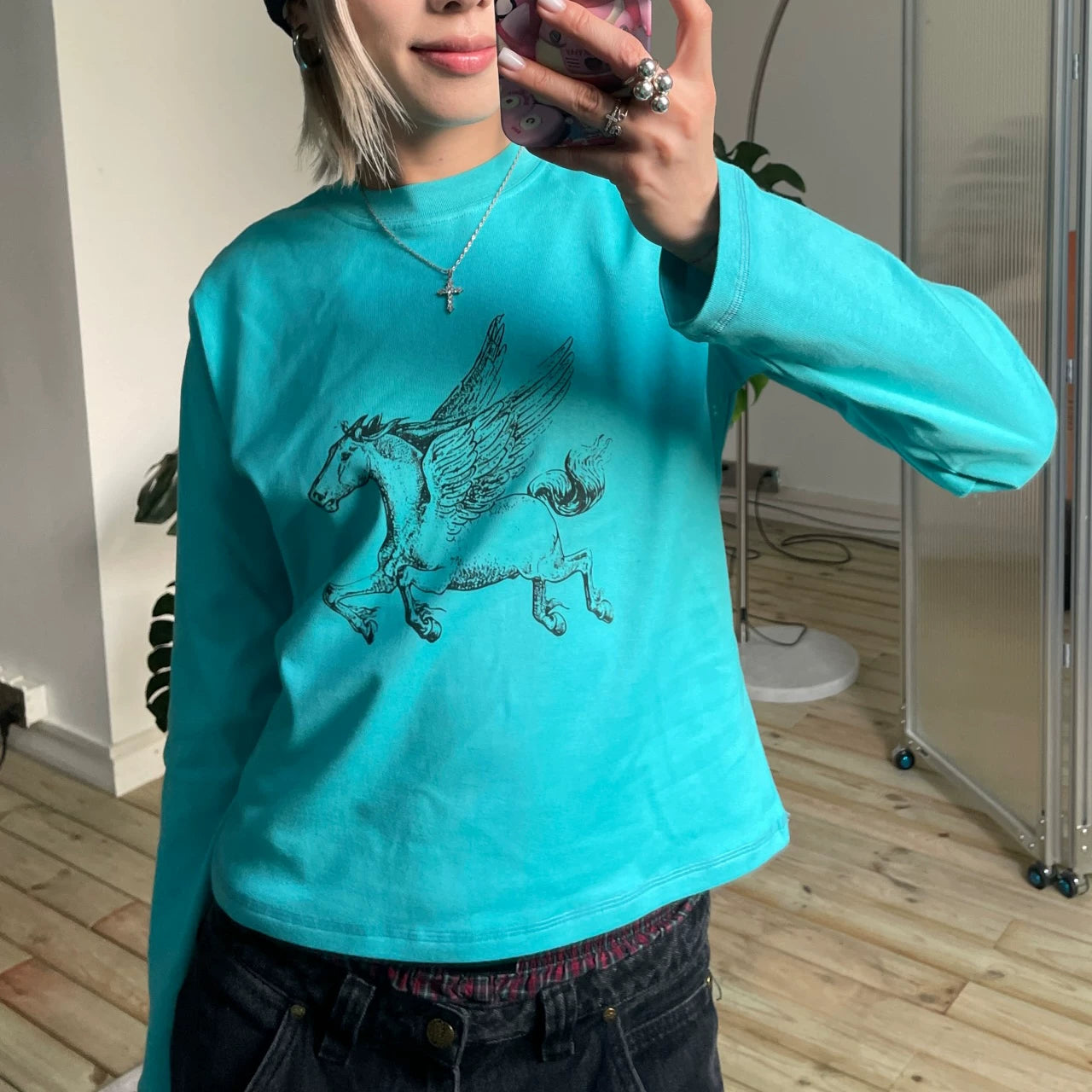 MMBBT Pegasus Cotton Printed Round Neck Loose Long Sleeves