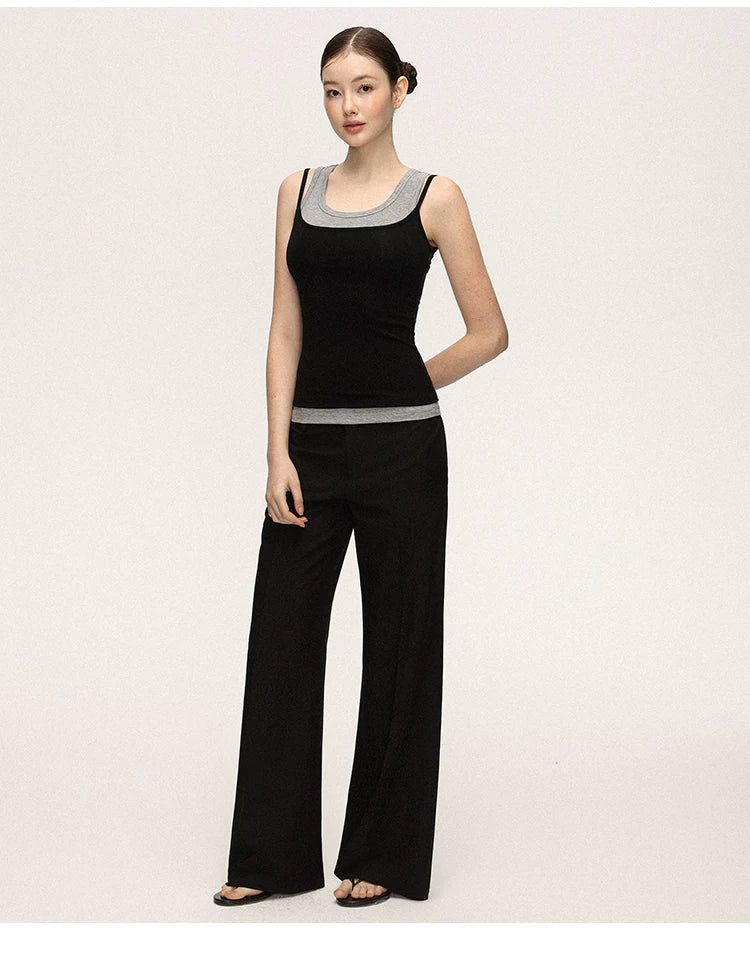 Anna Aneae High Waist Wide Leg Skinny Suit Pants