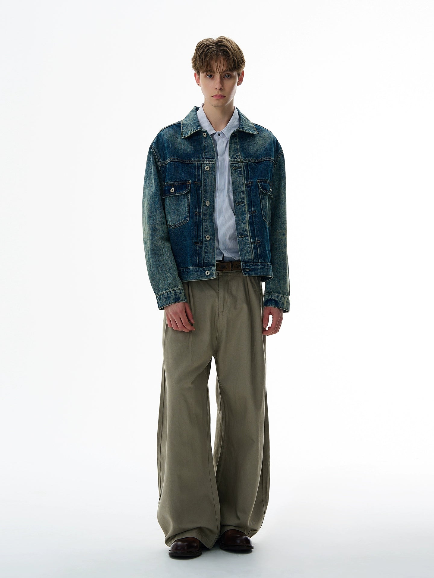 A PUEE Vintage Washed Old Pocket Denim Jacket