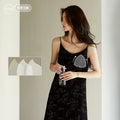 Yuenei Long High-end Nightdress with Chest Pad and Split Ends