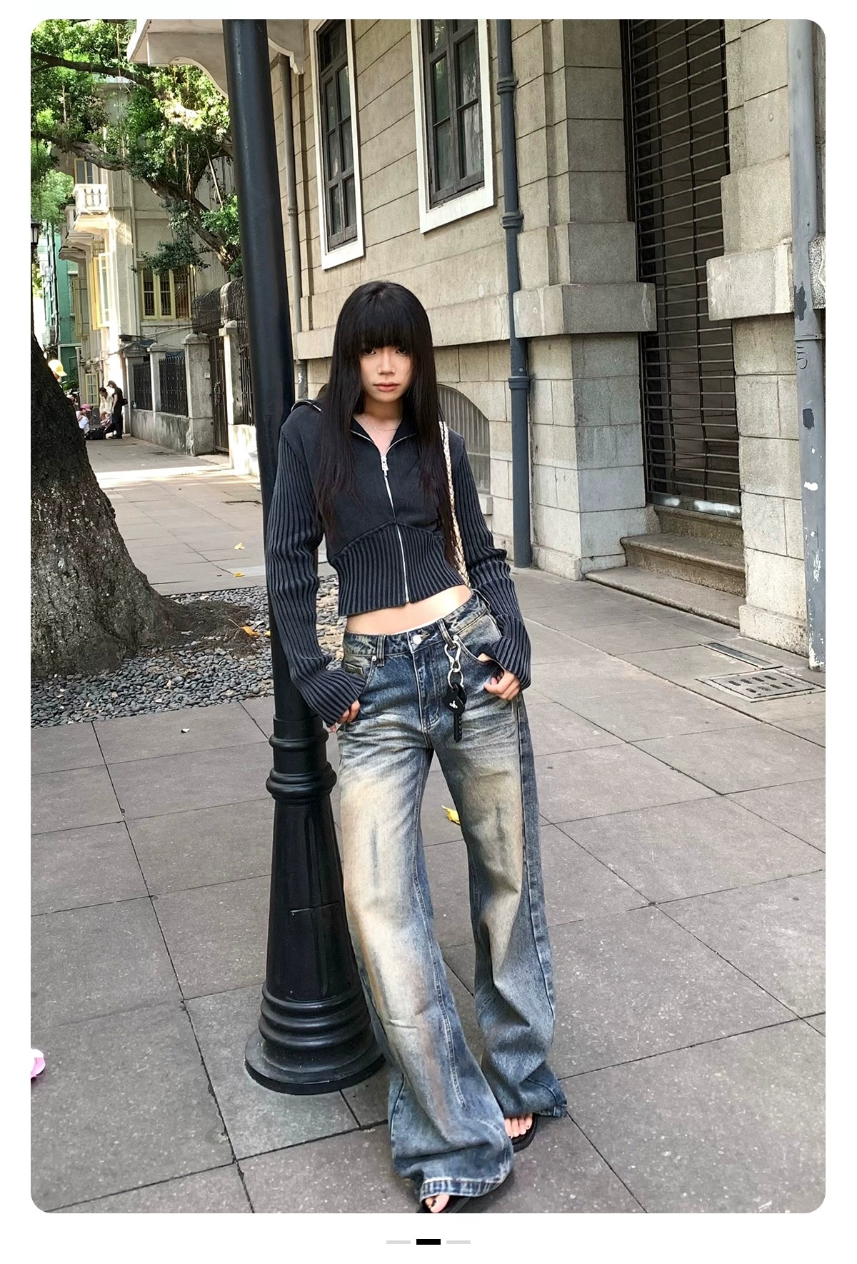 EAHO Vintage Striped Hooded Knitted Sweater