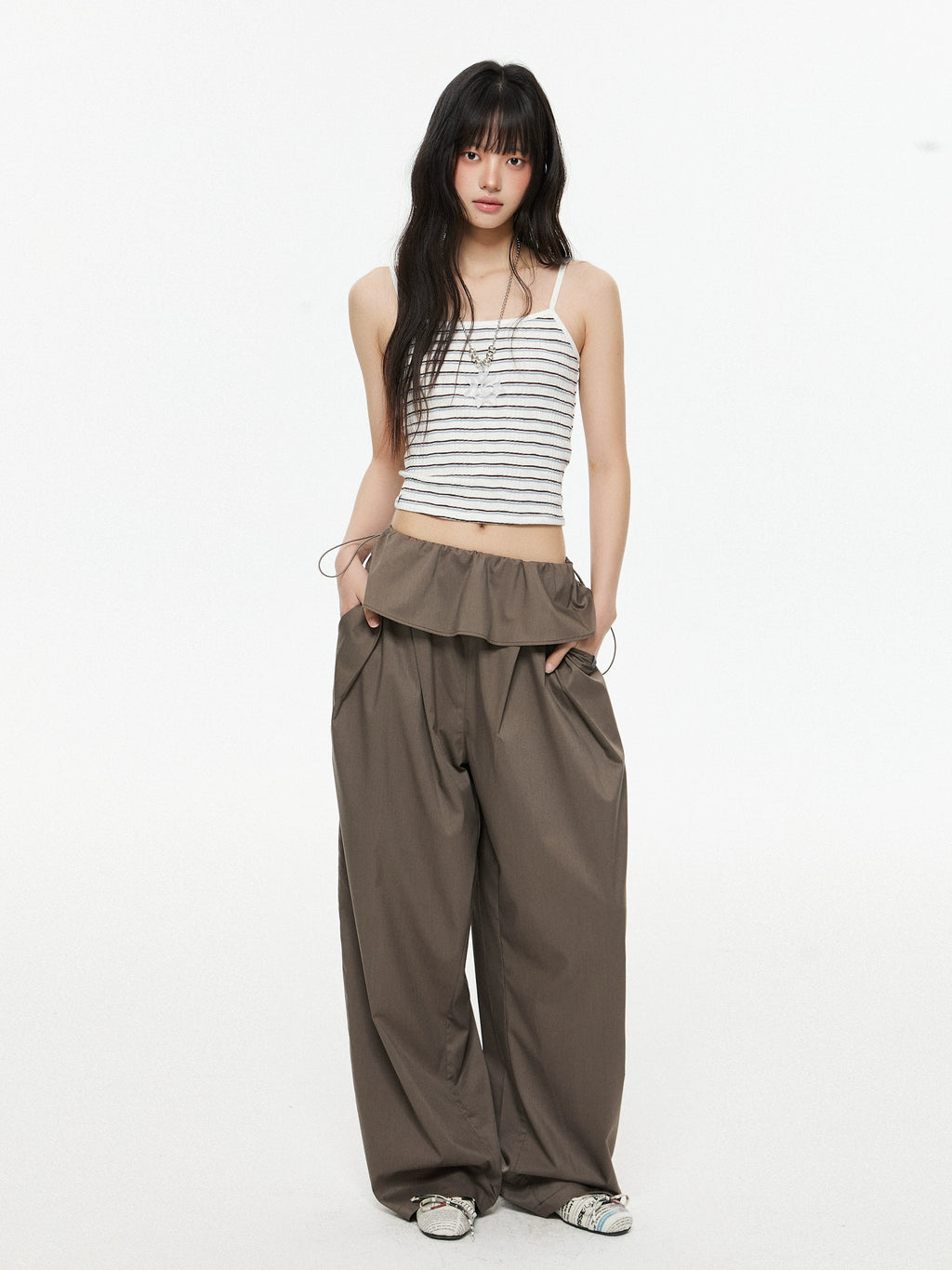 EZEK Retro Loose Wide-leg Slacks