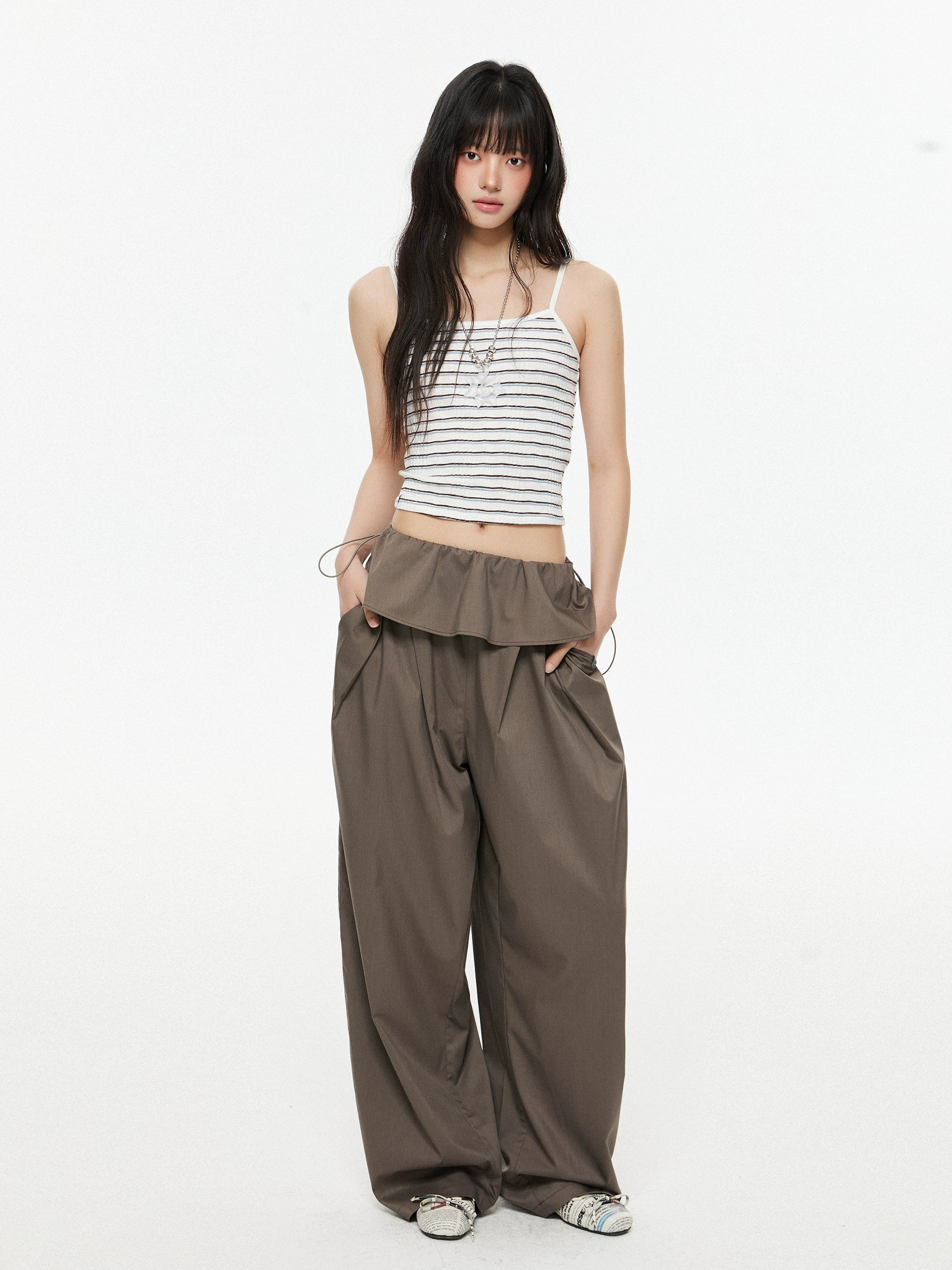 EZEK Retro Loose Wide-leg Slacks