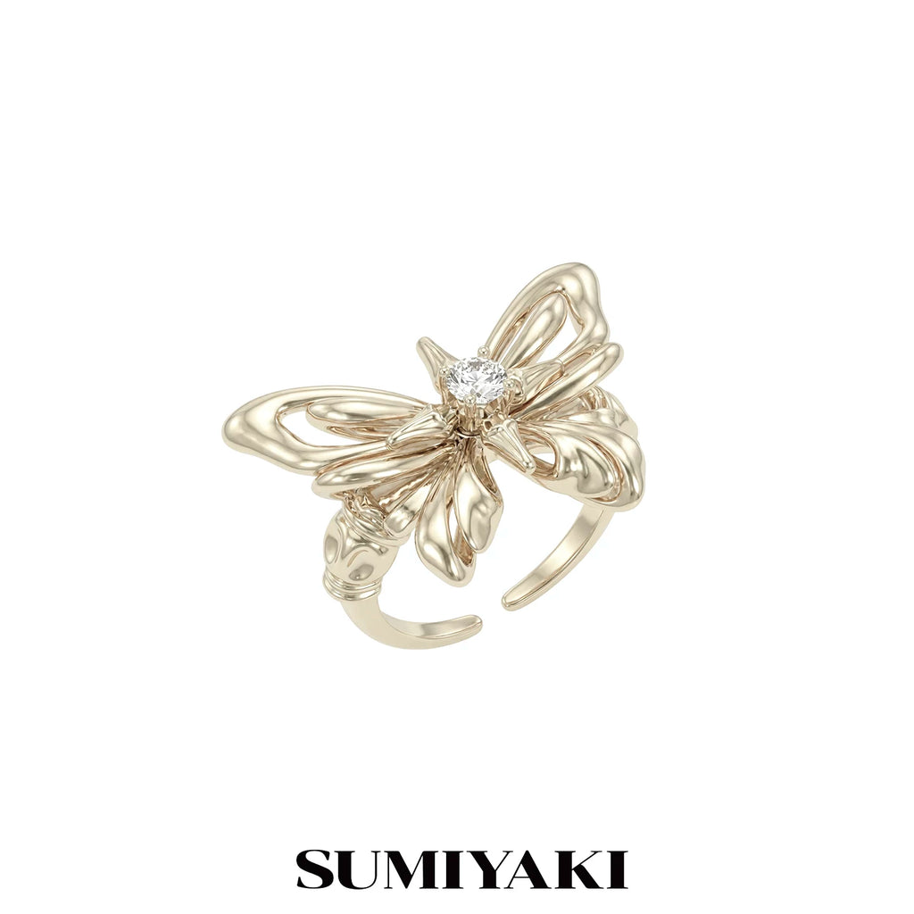 Sumiyaki 6.8g Gold-Plated Butterfly Ring Set