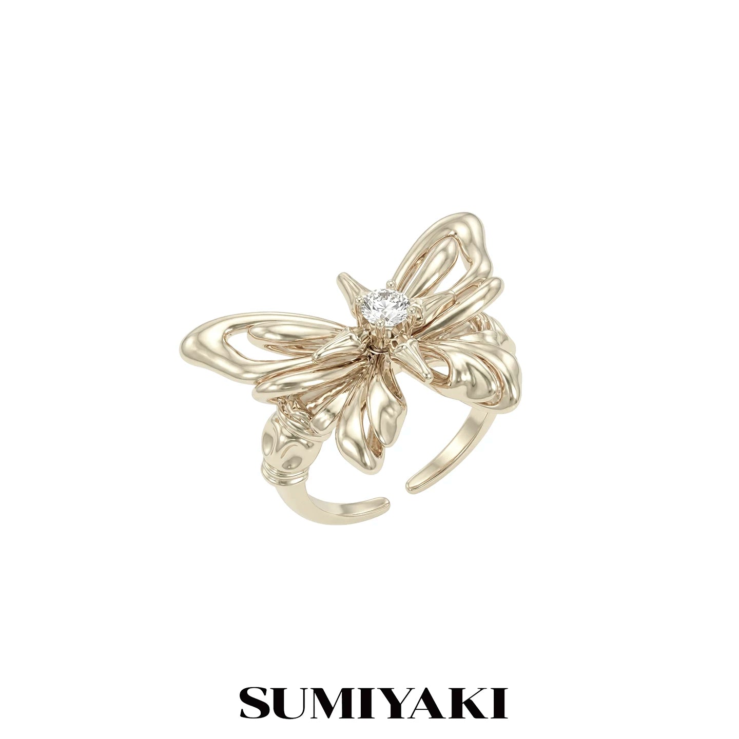 Sumiyaki 6.8g Gold-Plated Butterfly Ring Set