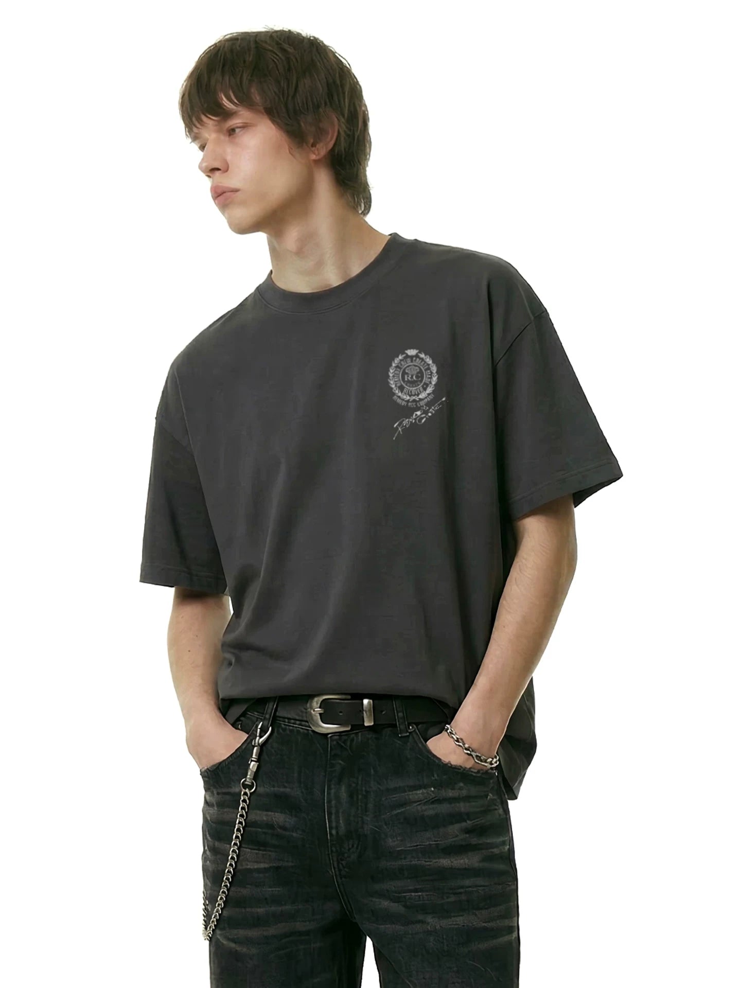 Remedy Letter Print Loose Round Neck Tee