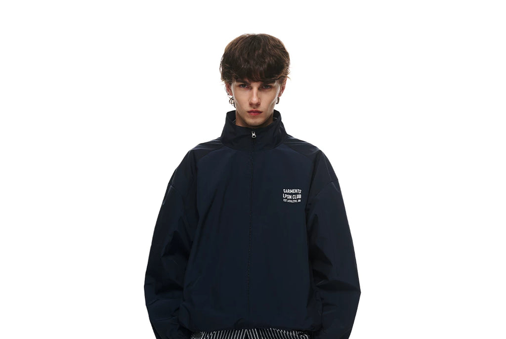 Loopsoon Back Print Stand-up Collar Fashion Coat