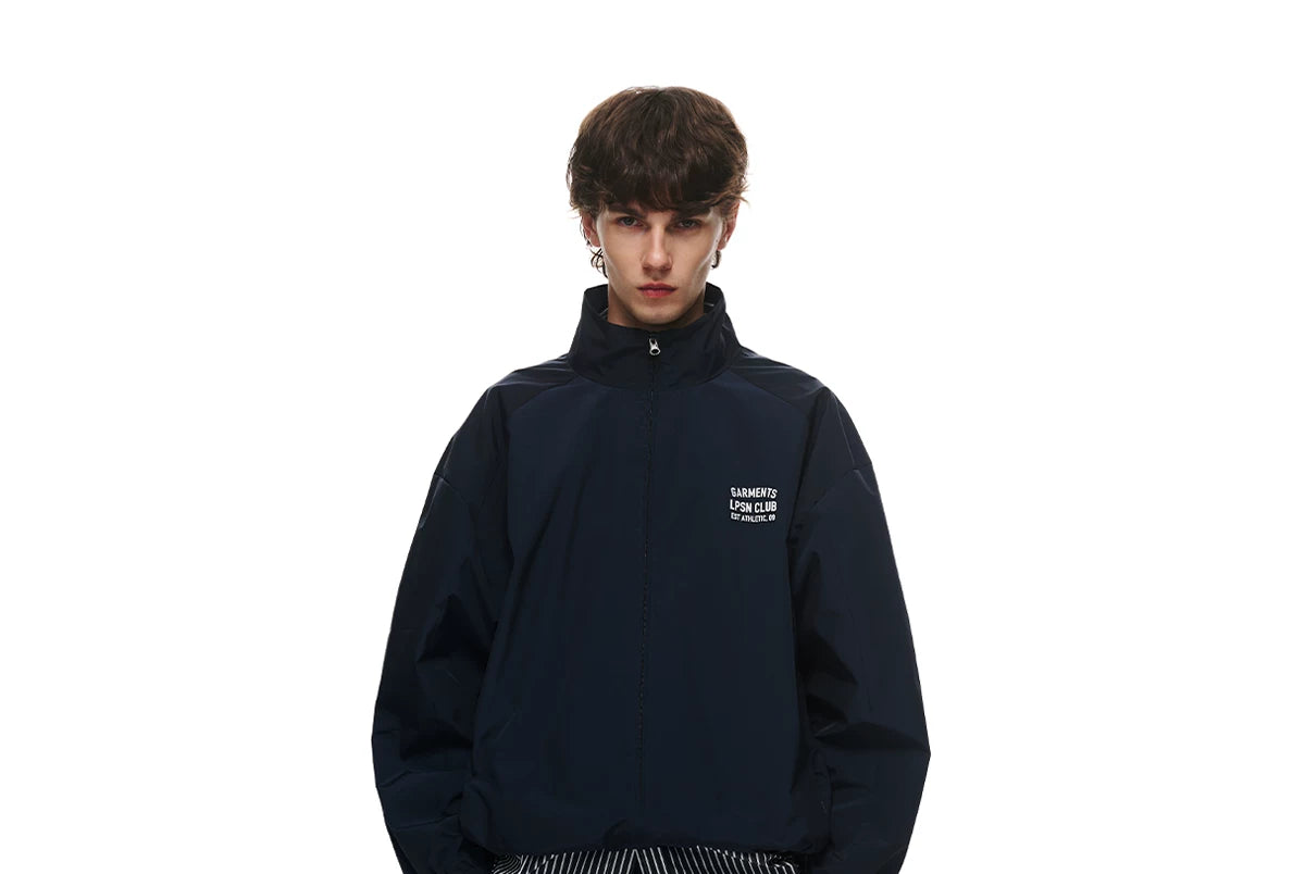 Loopsoon Back Print Stand-up Collar Fashion Coat