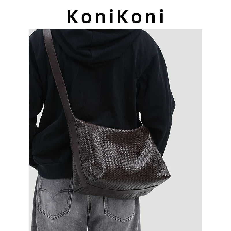 KoniKoni Leather Crossbody Tote Bag