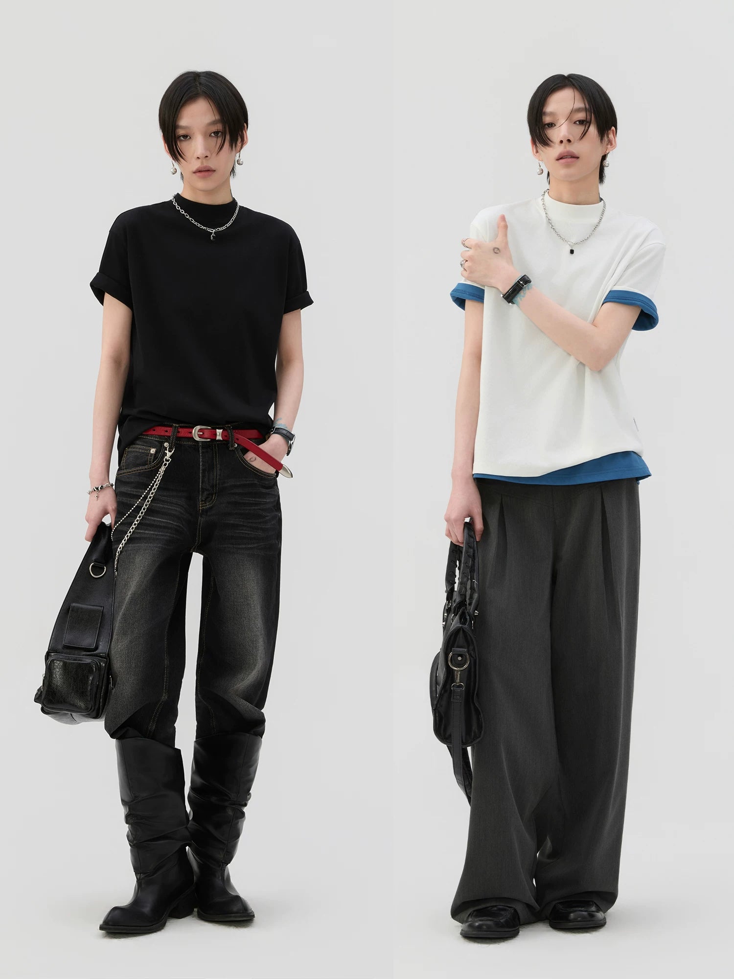Sameuoo Small Turtleneck Shoulder Casual Tee