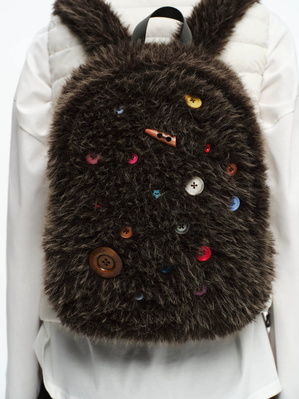 Oinimi Fun Rainbow Button Brown Bear Plush Backpack