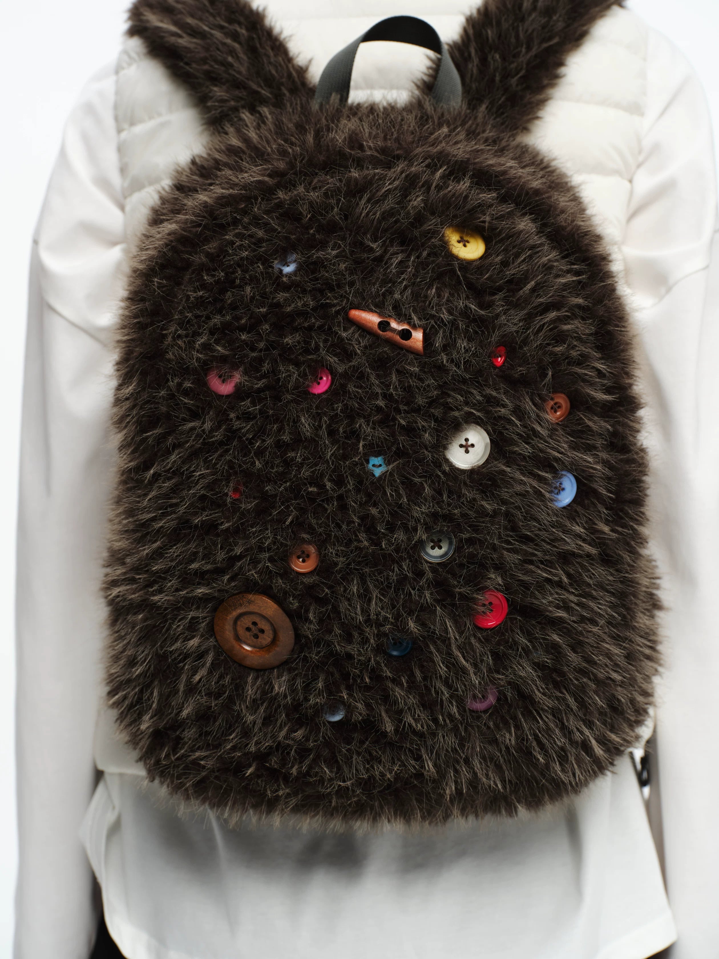 Oinimi Fun Rainbow Button Brown Bear Plush Backpack