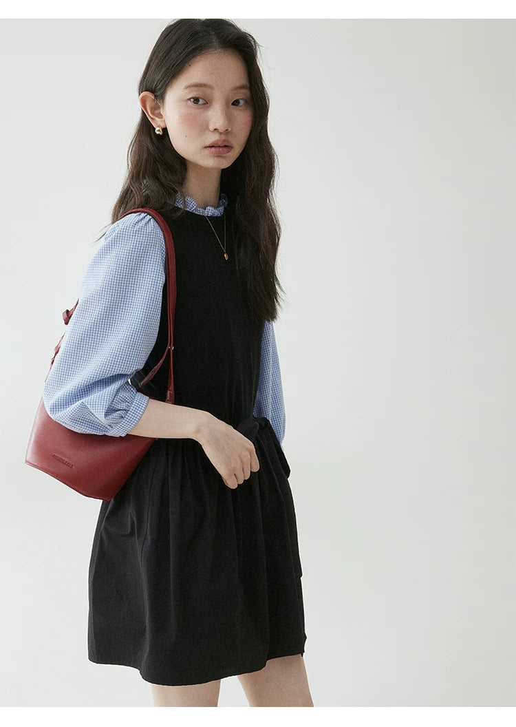 VOOE Crew Neck Lace-Up Vest Dress