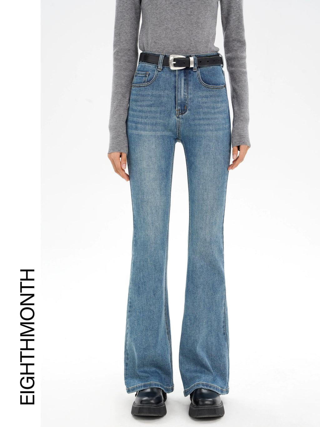 EM High Waist Slim Fit Micro-Flared Jeans