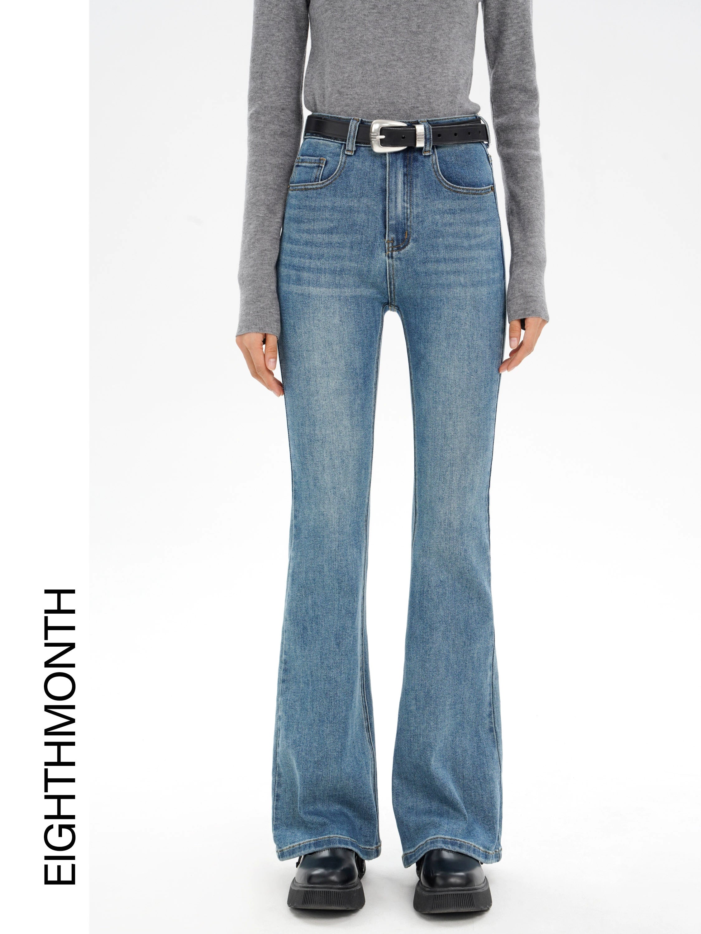 EM High Waist Slim Fit Micro-Flared Jeans