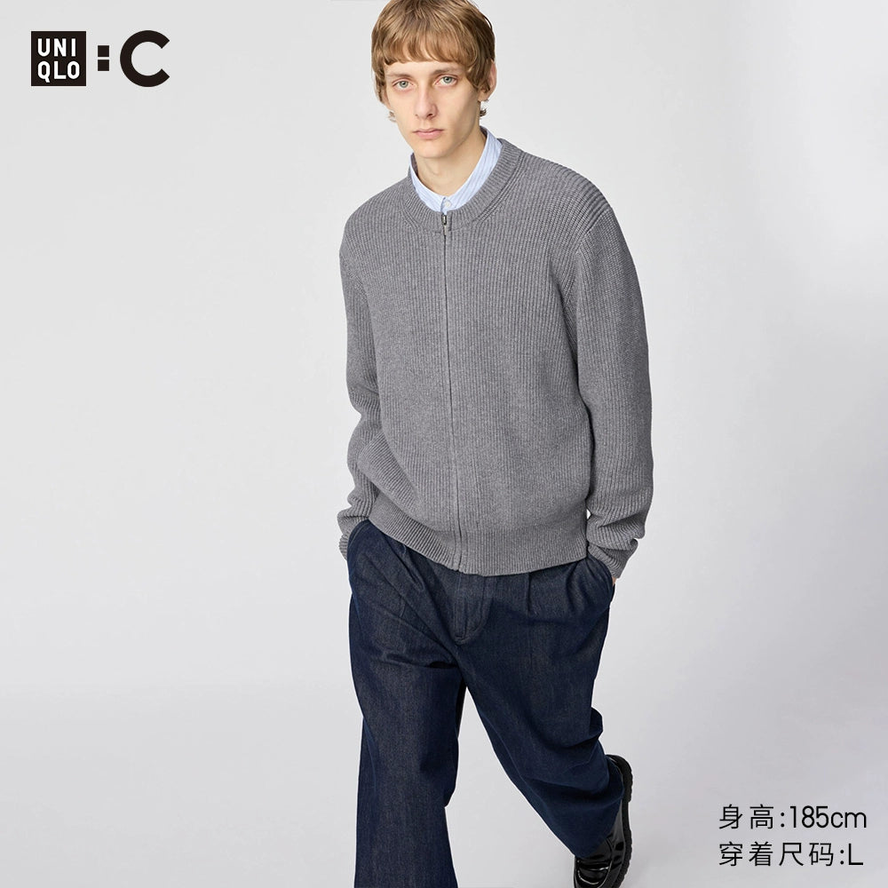 Uniqlo Crew Neck Knitted Long-sleeved Sweater Jacket