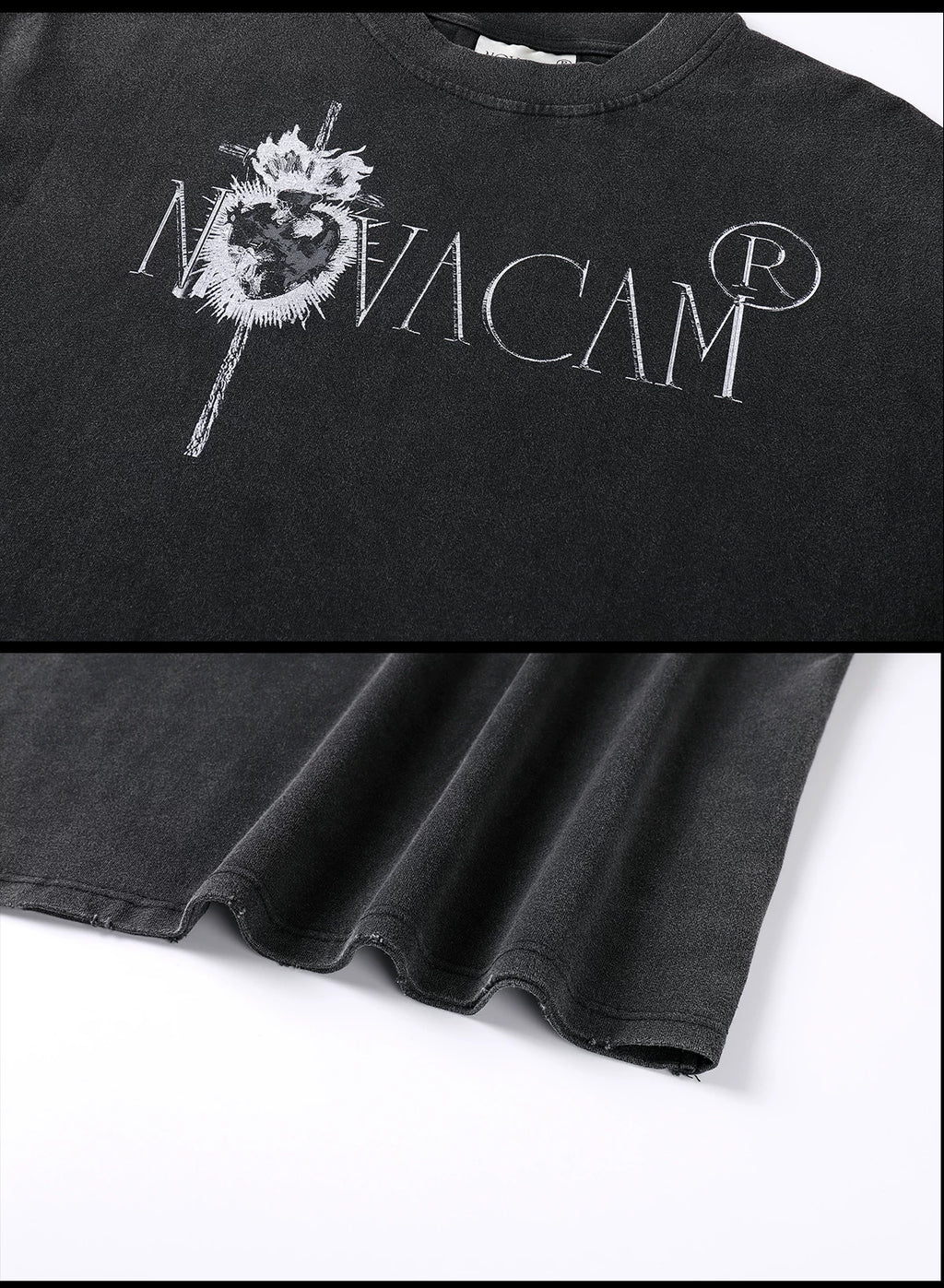 NOVACAM Edging Reverse Stitching Casual Tee