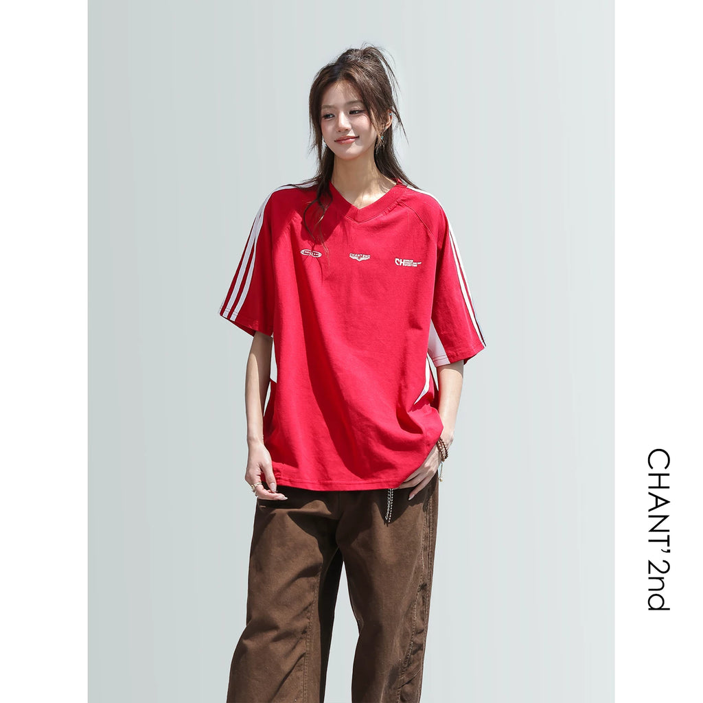 CHANT2nd Splicing V-neck Casual Tee