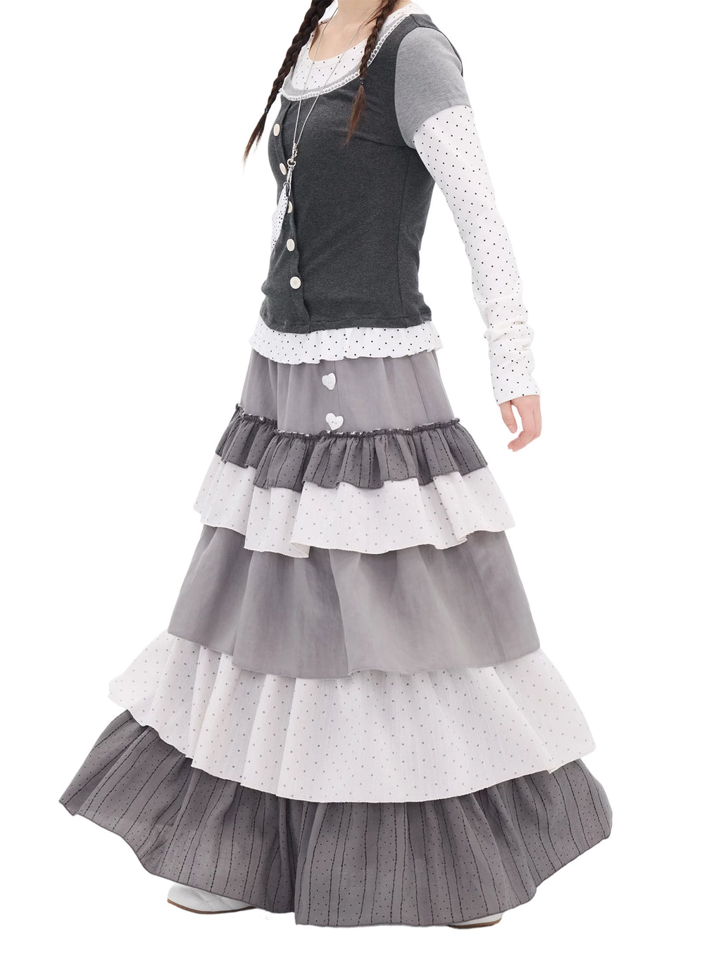 MOMSAYCAN Polka Dot Splicing Dress