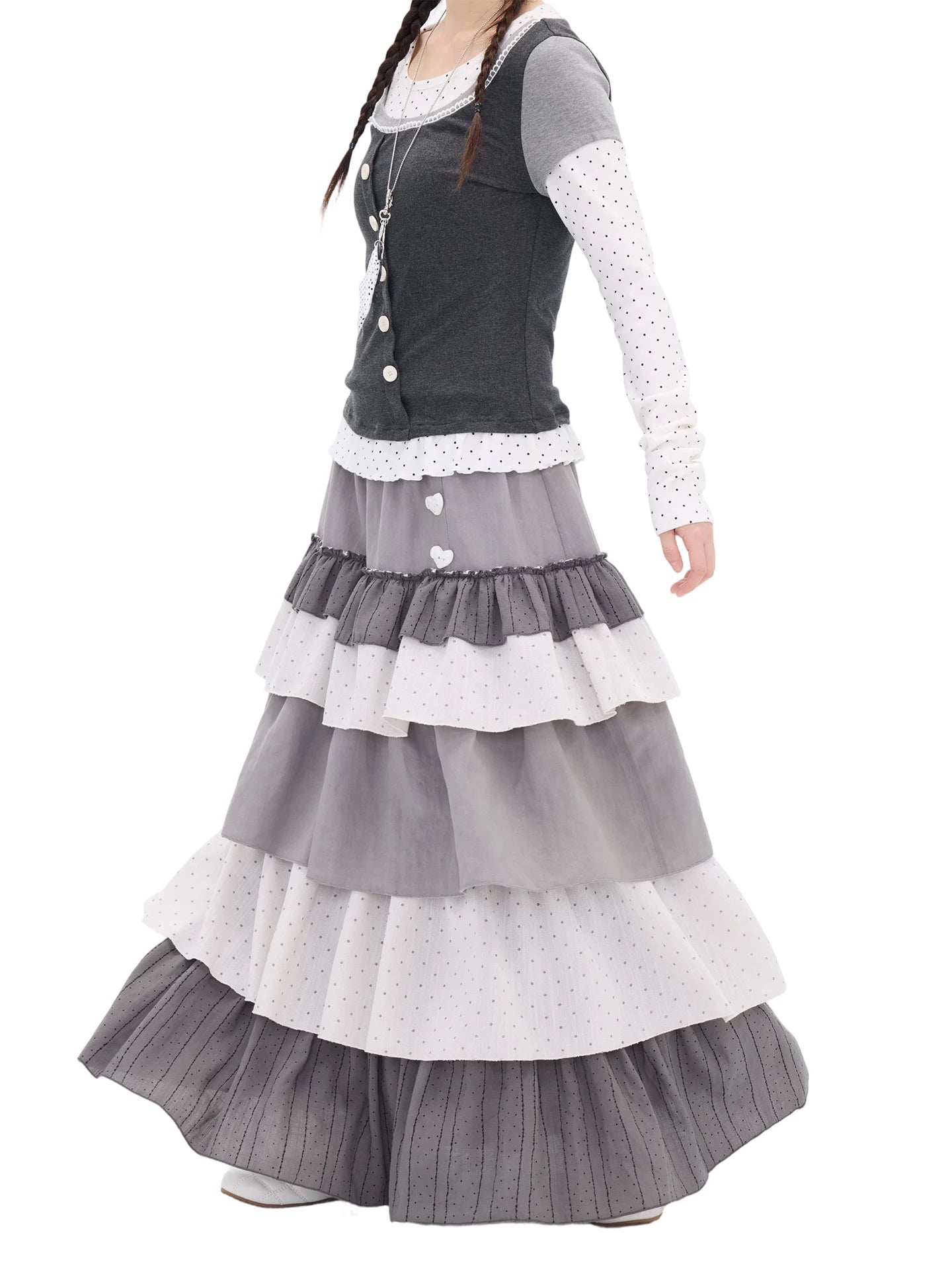 MOMSAYCAN Polka Dot Splicing Dress