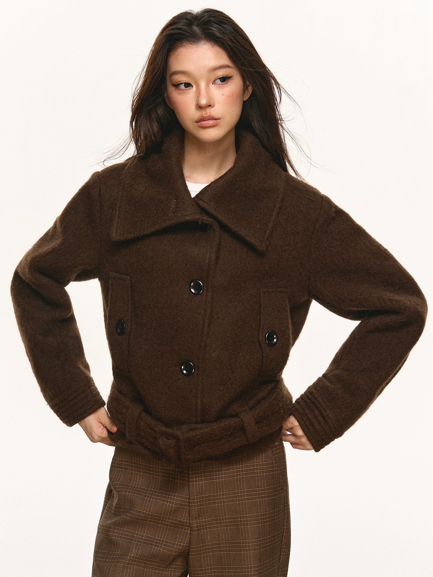 Anna aneae wool short double-sided woolen coat