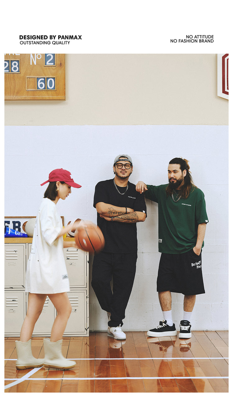 PANMAX Trendy Ink Splashing Loose Sports Straight Shorts